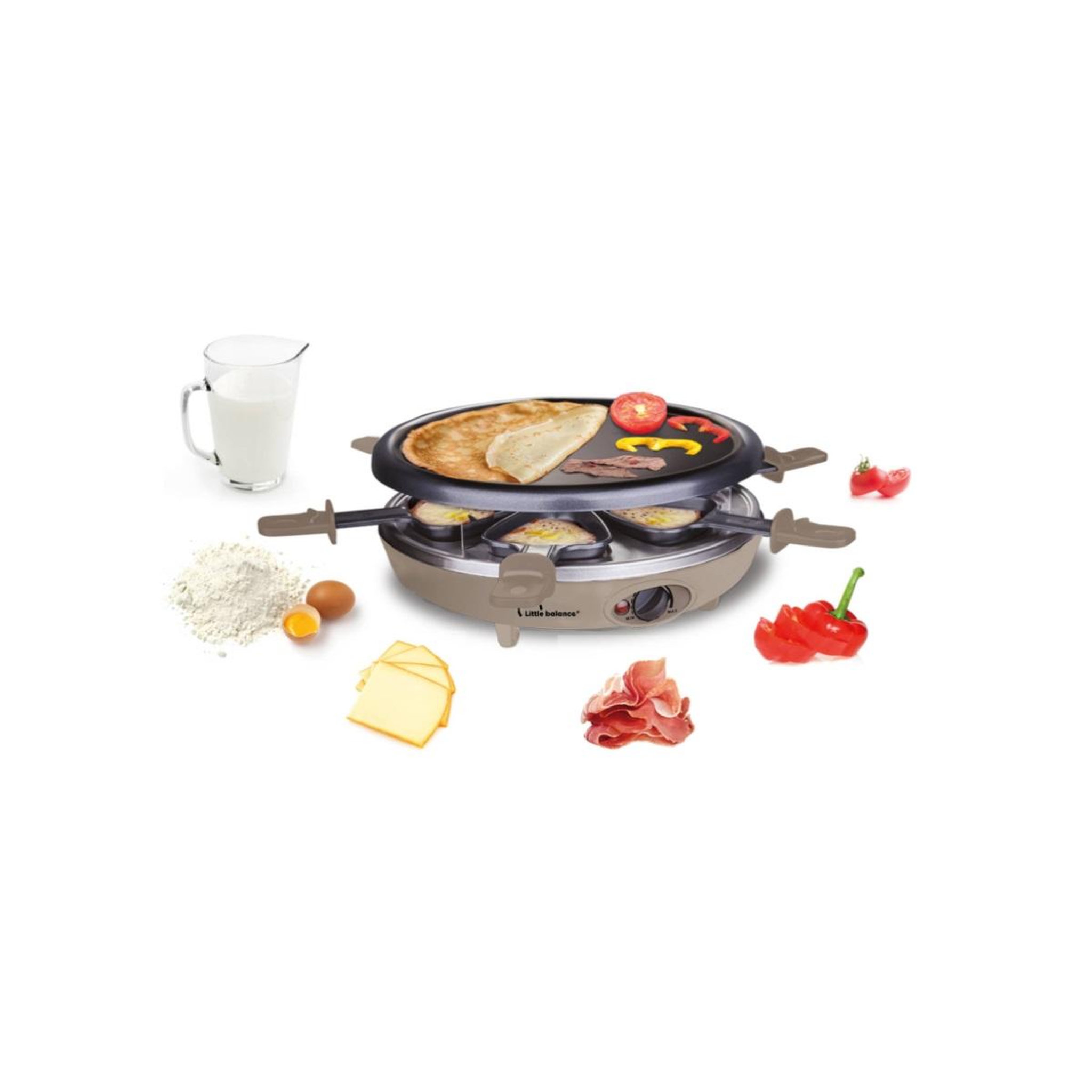 Voir la diapositive 2 : LITTLE BALANCE Appareil à raclette 3en1 6 personnes 1200w - 8692