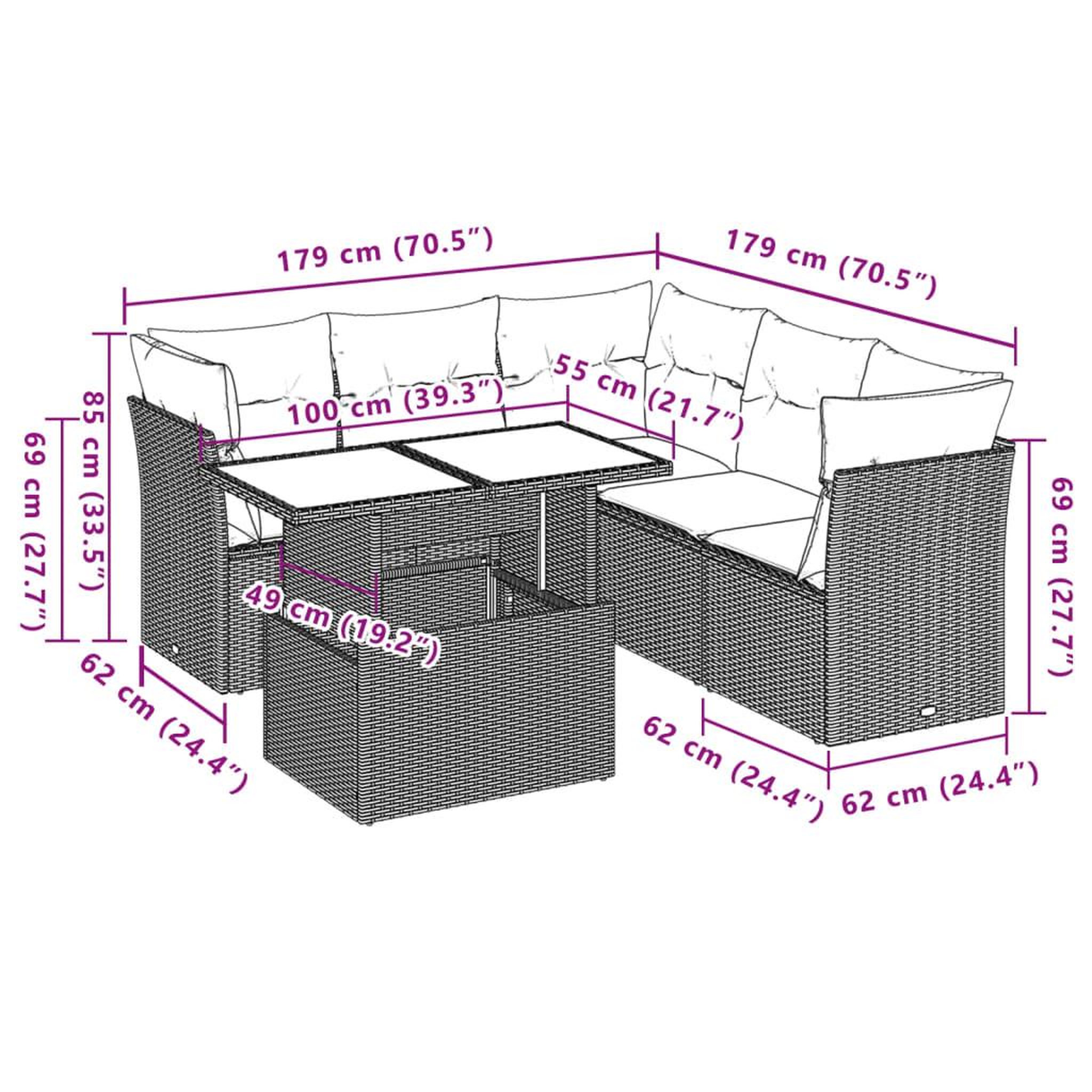 Voir la diapositive 6 : VIDAXL Salon de jardin avec coussins 6 pcs marron resine tressee