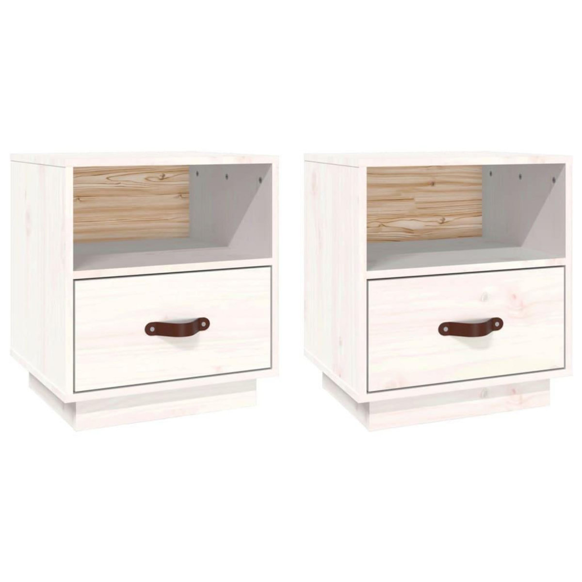 VIDAXL Tables de chevet 2 pcs Blanc 40x34x45 cm Bois de pin massif