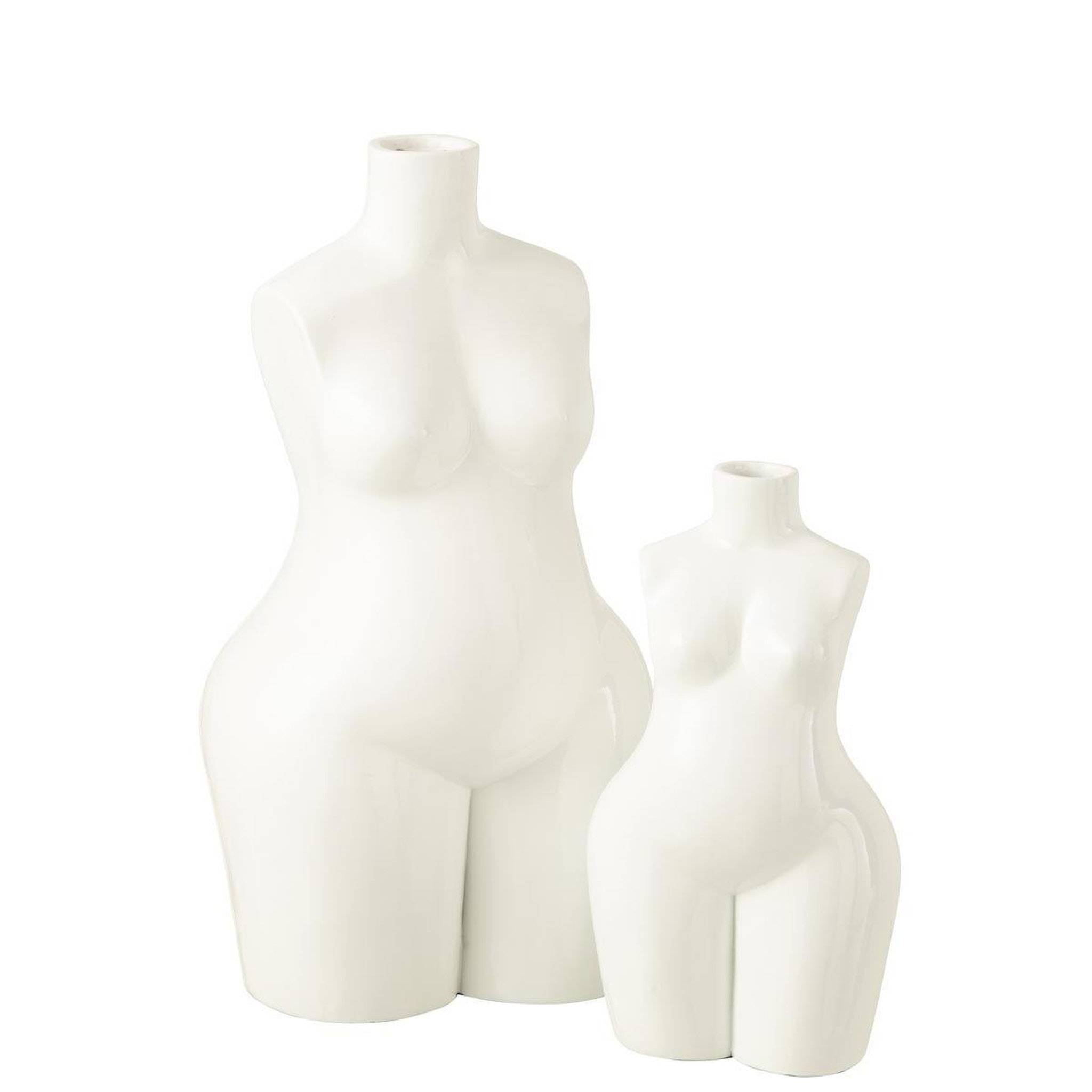 Voir la diapositive 2 : J-LINE Vase design corps  femme  47cm blanc