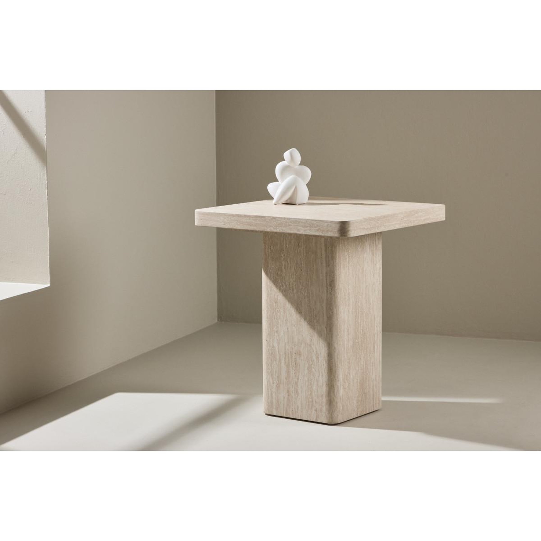 Voir la diapositive 5 : Paris Prix Table d'Appoint Effet Travertin  Qvart  56cm Beige