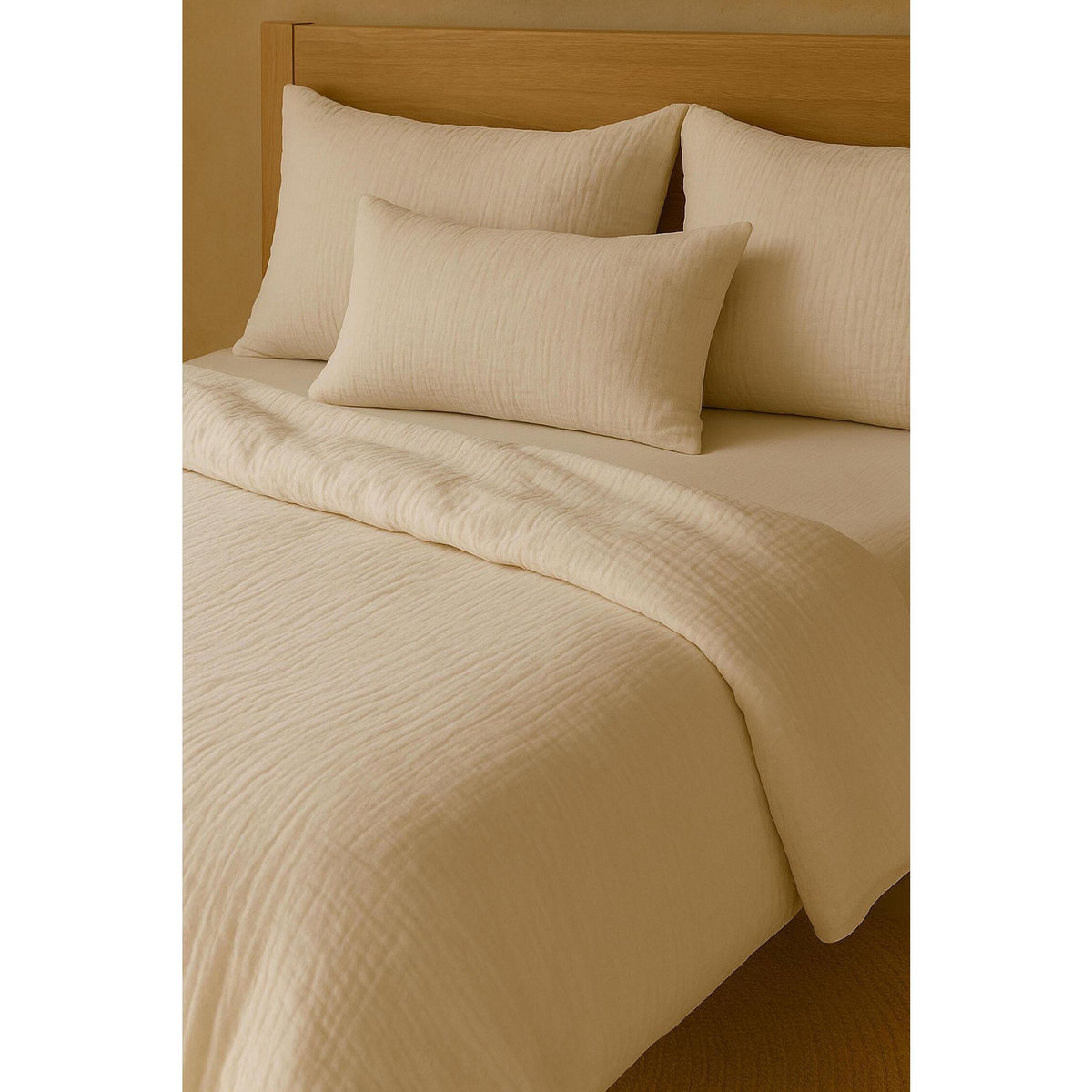 BATON ROUGE Drap housse 100%gaze de coton lavé blanc pur