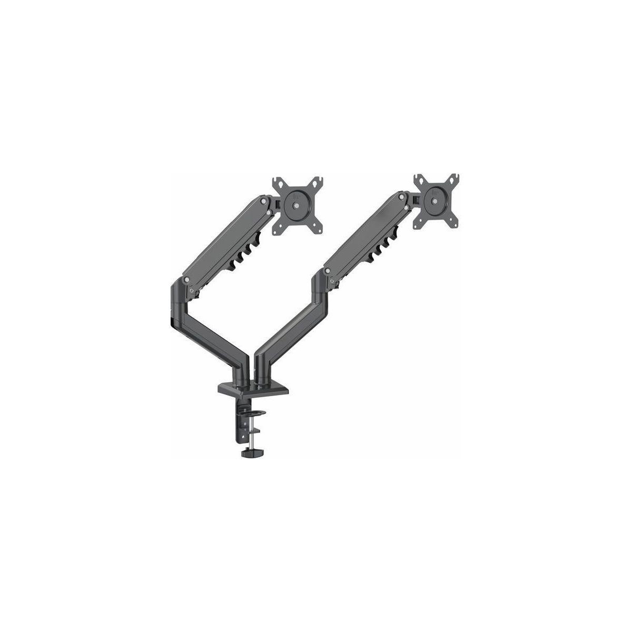 Voir la diapositive 2 : ESSENTIEL B Bras support moniteur double de 15'' à 32''