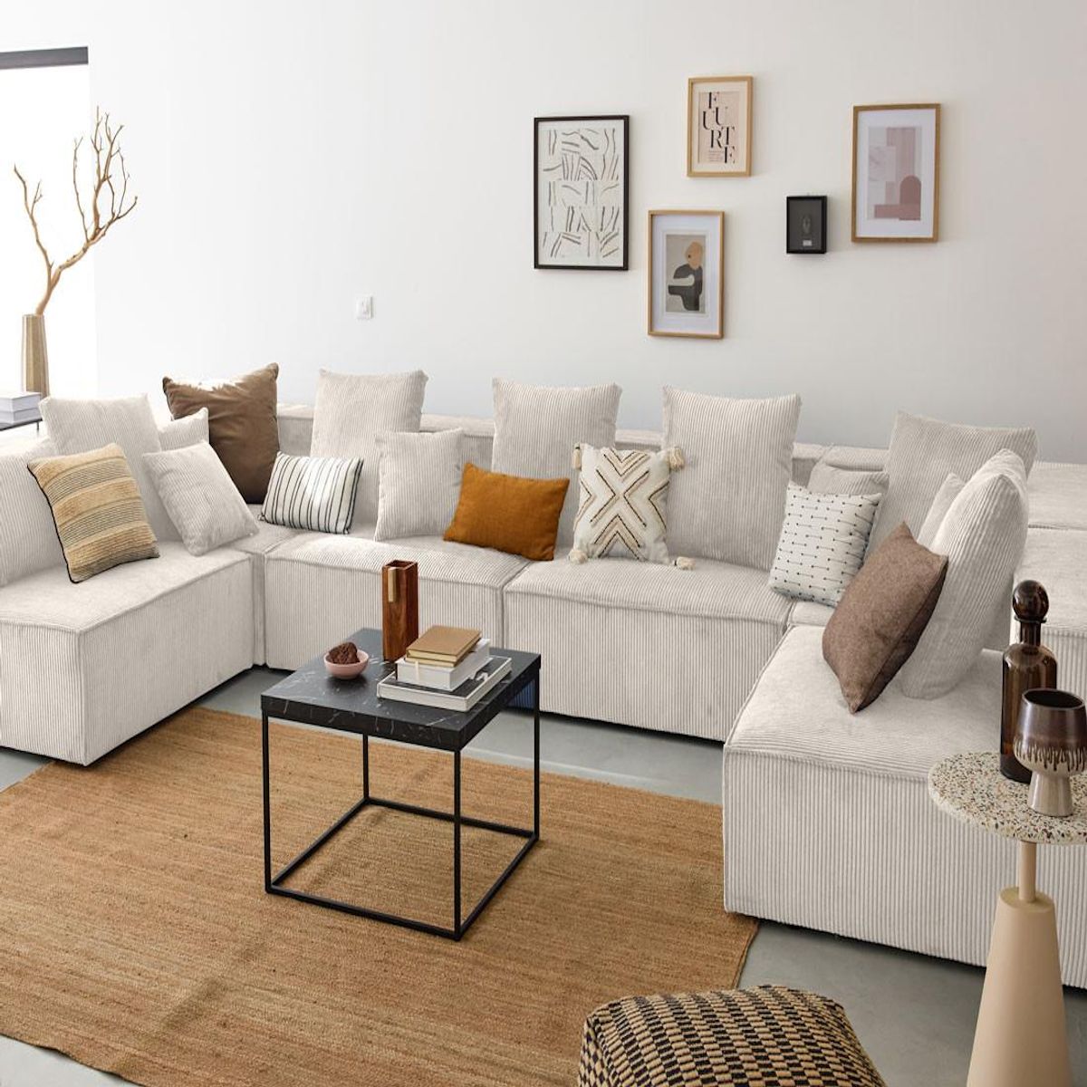 LISA DESIGN Colombine - canapé modulable panoramique - 7 places - en velours côtelé