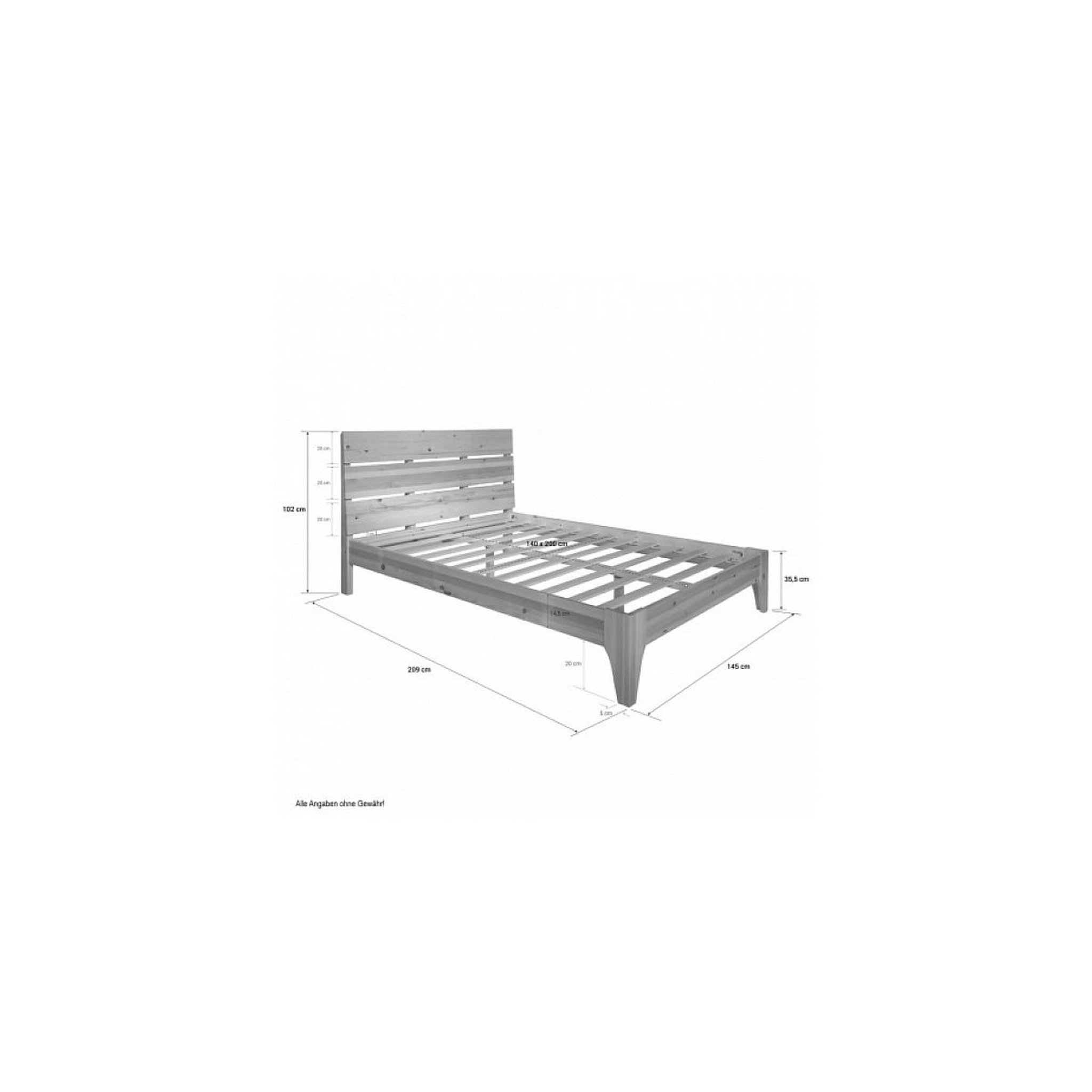 Voir la diapositive 2 : HomeStyle4U Lit double 140x200  en pin naturel bois massif