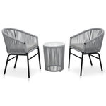 VIDAXL Ensemble de bistro 3 pcs avec coussins Rotin PE Gris
