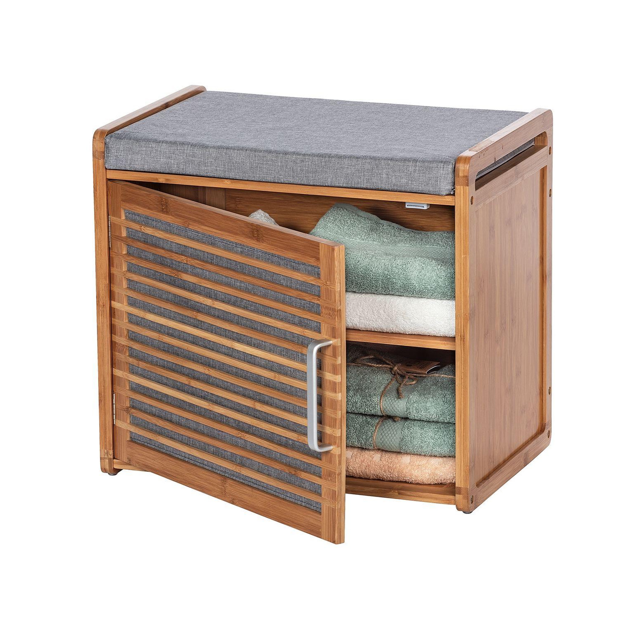 Wenko Banc armoire de salle de bain en bambou bahari - l. 50 x h. 45 cm - gris