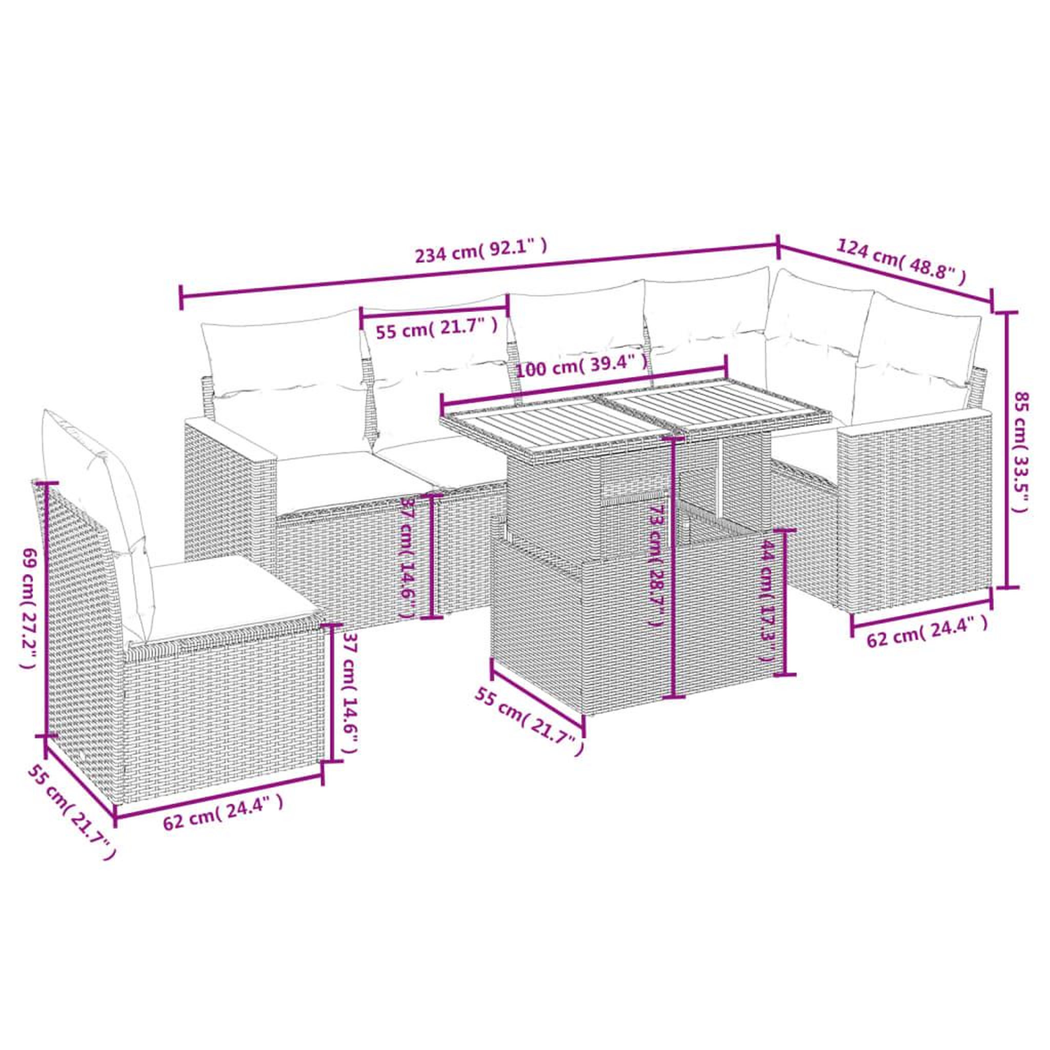Voir la diapositive 4 : VIDAXL Salon de jardin avec coussins 7 pcs gris resine tressee