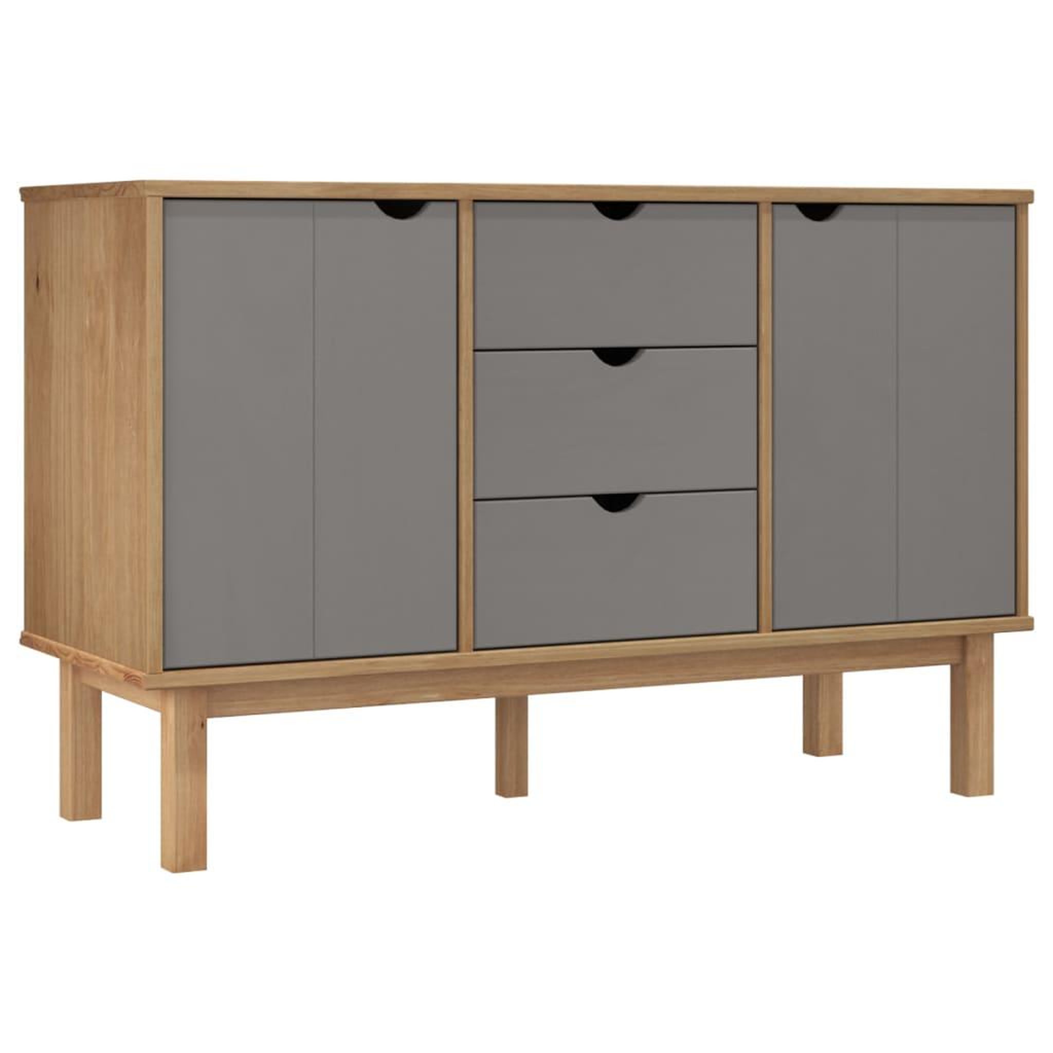 Voir la diapositive 2 : VIDAXL Buffet OTTA Marron et gris 113,5x43x73 cm Bois massif pin