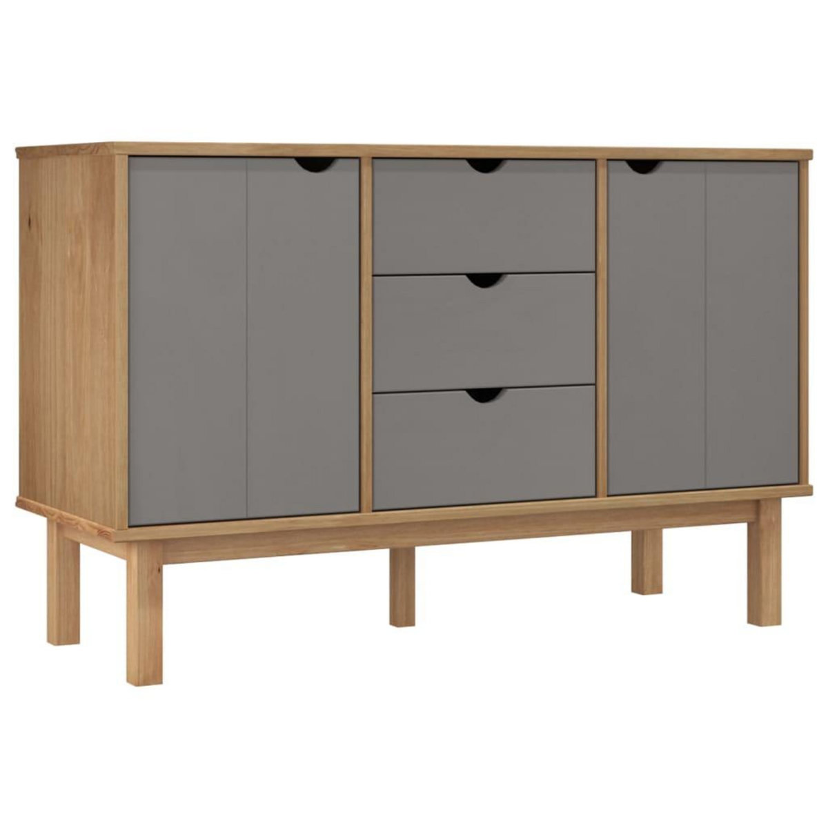 VIDAXL Buffet OTTA Marron et gris 113,5x43x73 cm Bois massif pin