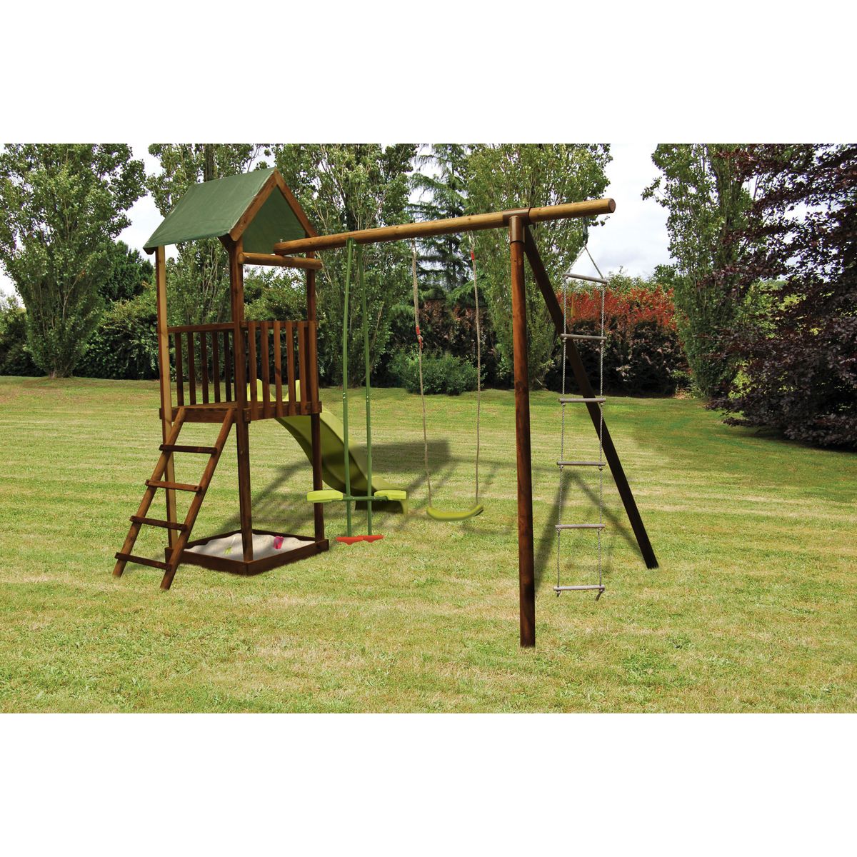 Soulet Portique balançoire bois avec tour et toboggan Libellule