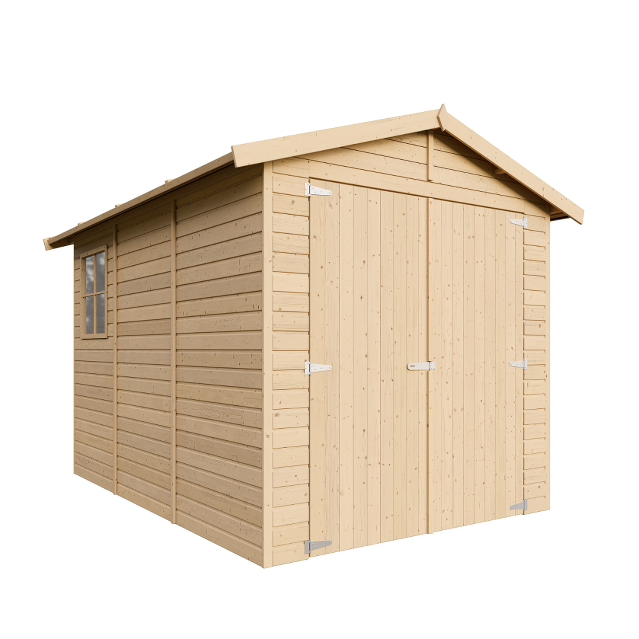 Voir la diapositive 2 : TIMBELA Garage en Bois Naturel - H222x244x320 cm/ 6 m² M105