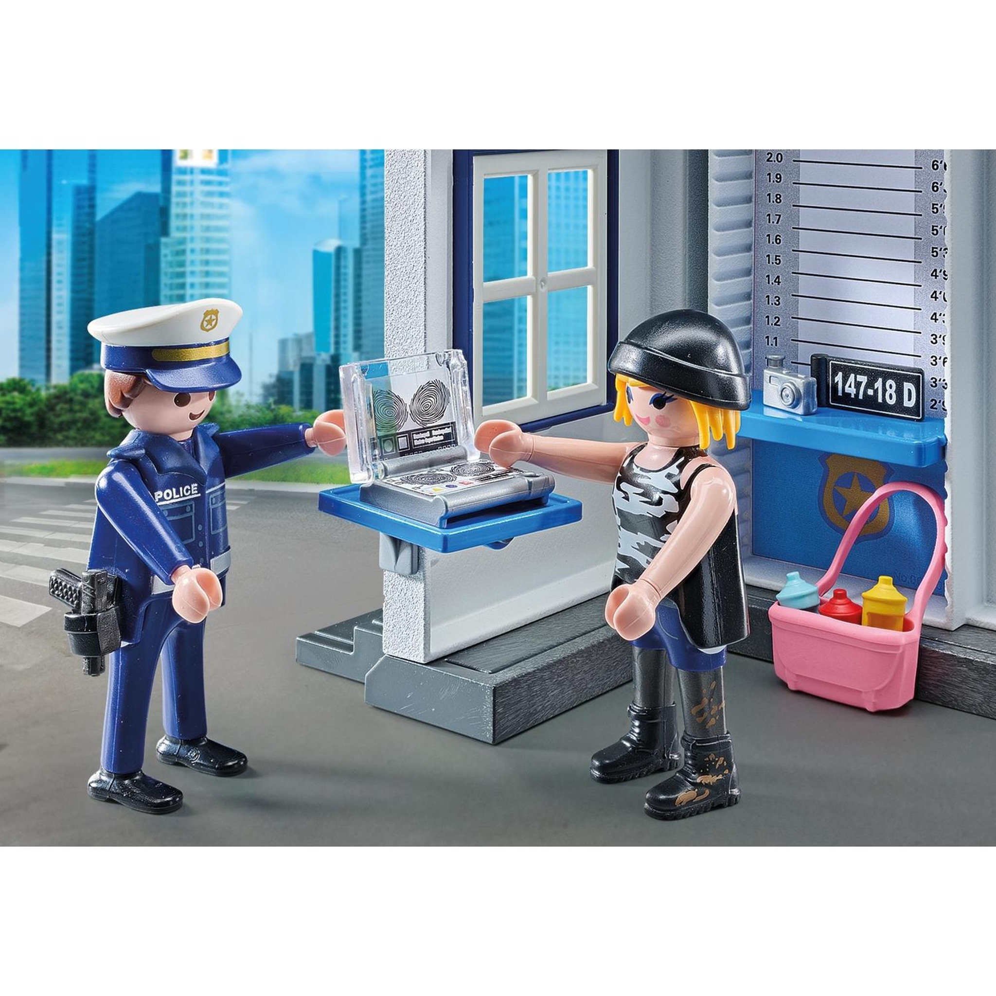 Voir la diapositive 3 : PLAYMOBIL Action Heroes Salle d'interrogatoire police, relevé d'empreintes