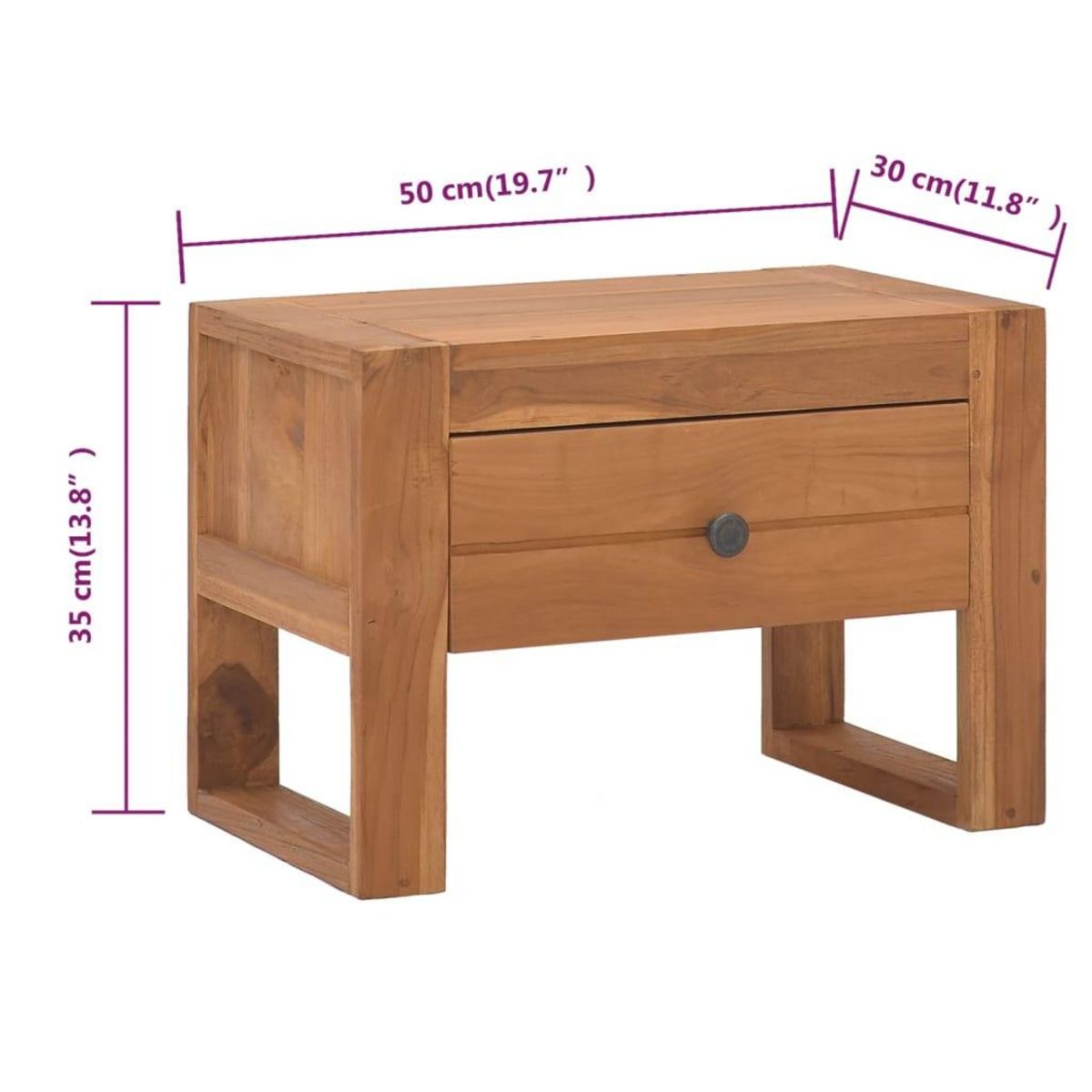 VIDAXL Table de chevet 50x30x35 cm Bois de teck solide