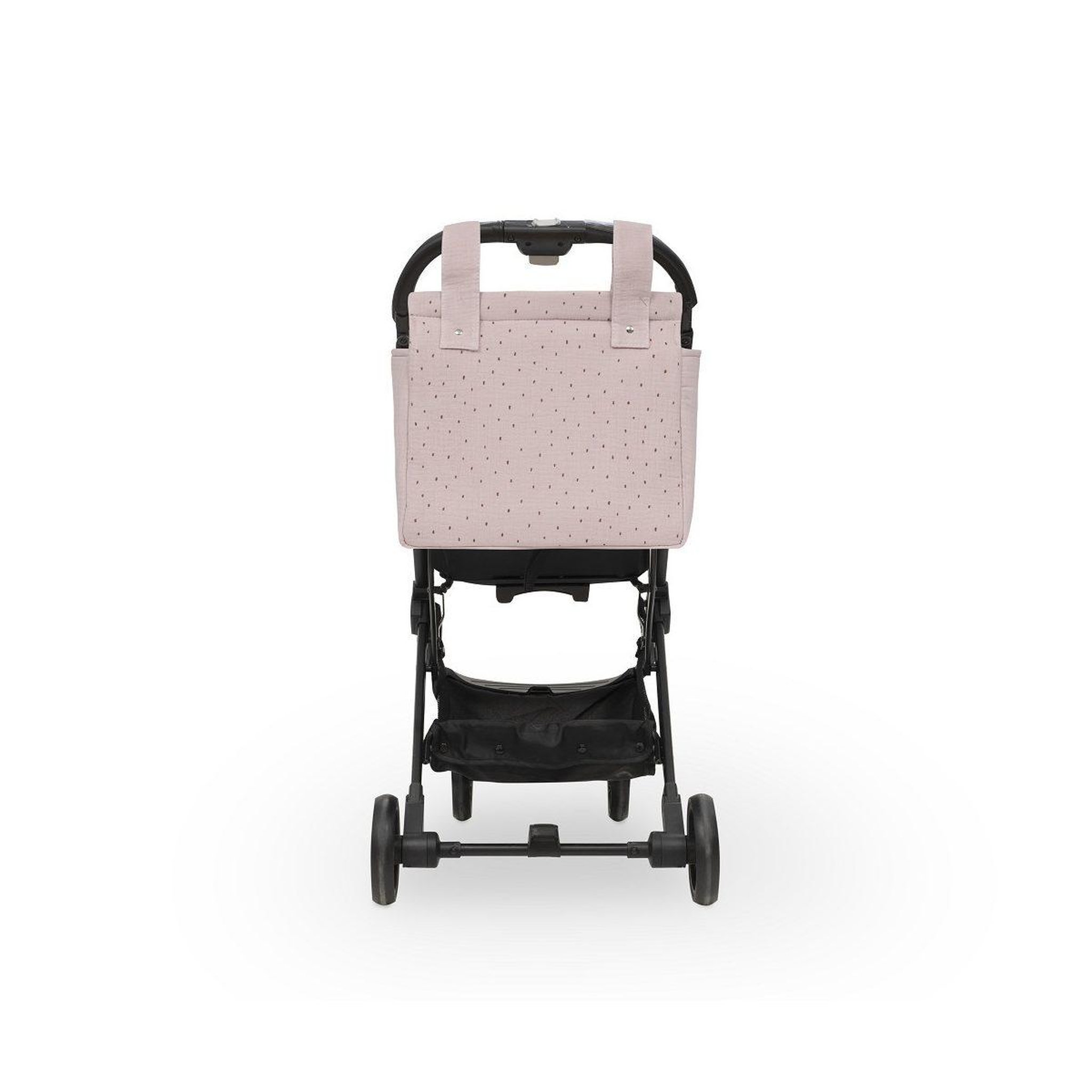 Voir la diapositive 3 : INTERBABY Sac de poussette  pois - coton mousseline - rose foncé - se suspend au guidon