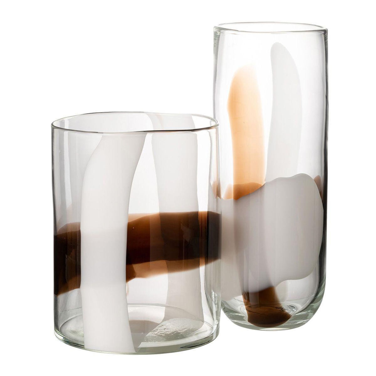 Paris Prix Vase Design en Verre  Iggy  37cm Blanc & Marron