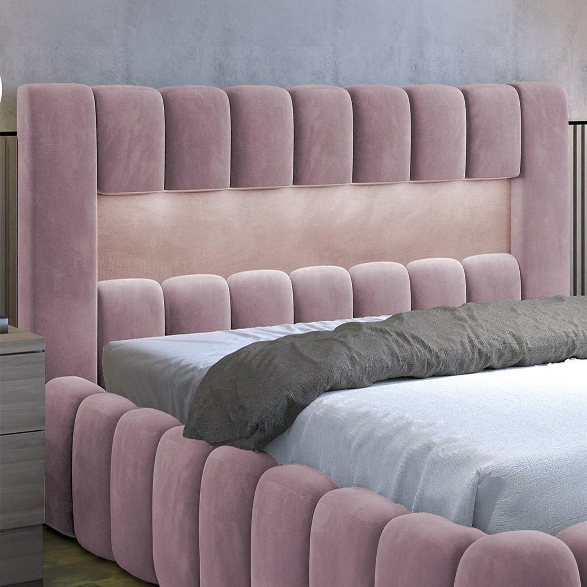 Voir la diapositive 3 : BEST MOBILIER Cleo - lit coffre avec led - 180x200 cm - sommier inclus - en velours
