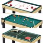 KANGUI Table de jeux 10 en 1 - Baby Foot - Billard - Ping Pong - Hockey - Bowling - Cartes - Structure Bois - Accessoires Inclus