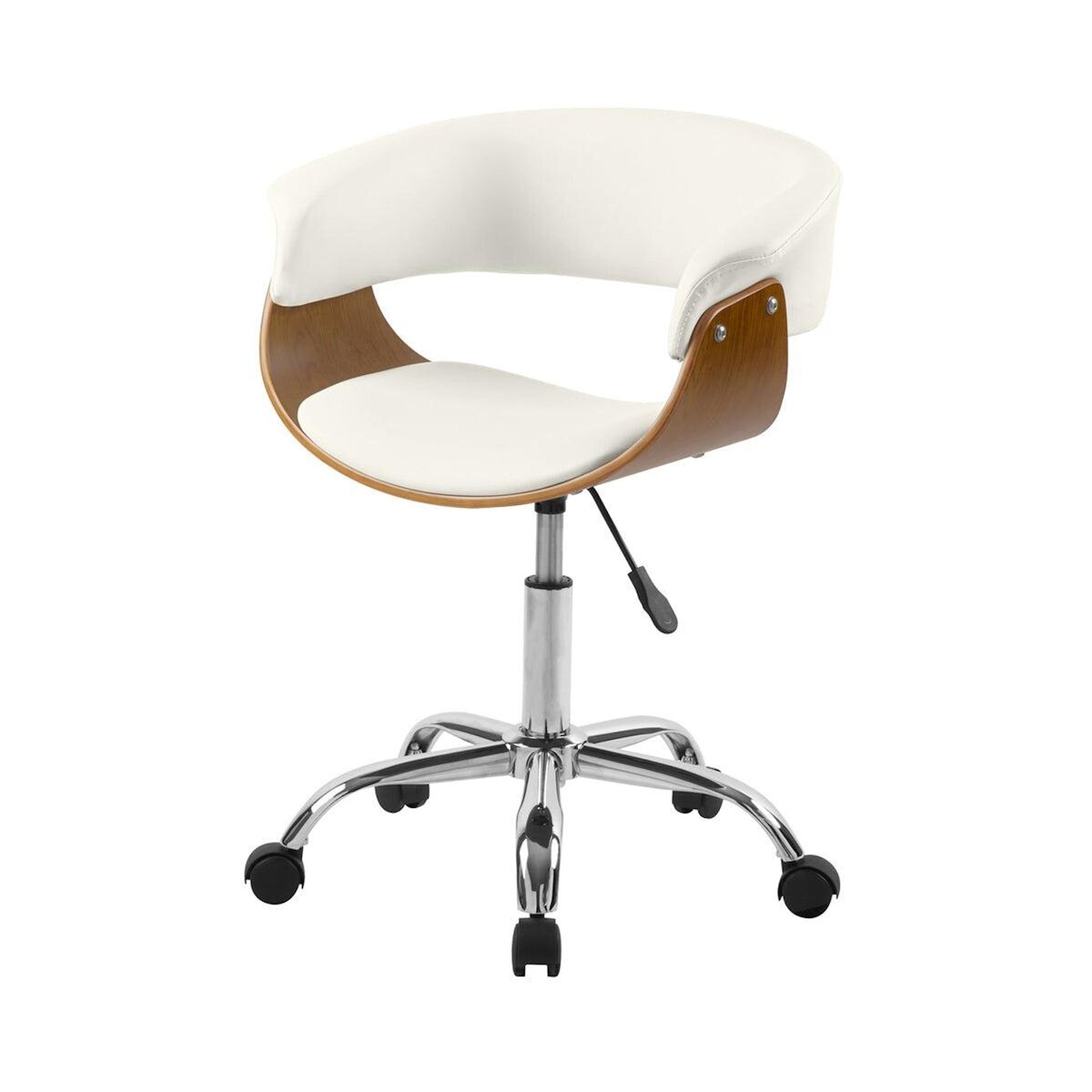 Rendez vous déco Chaise de bureau pivotante sur roulettes en bois et PU noir - Basile