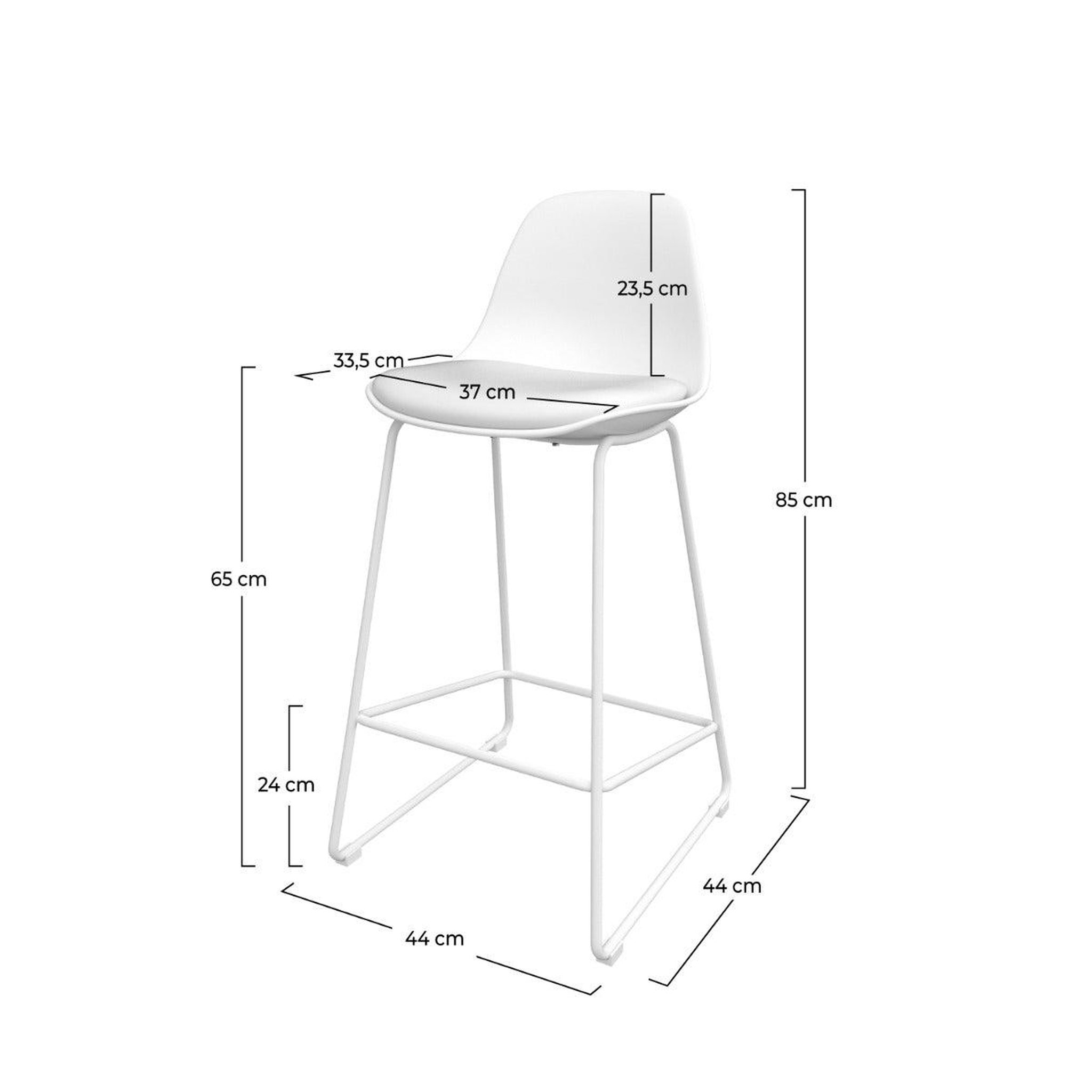 Voir la diapositive 4 : MAISON PAVANE Lot de 2 chaises pour îlot central 65 cm blanches-leni