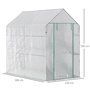 Voir la diapositive 5 : OUTSUNNY Serre de jardin 2 tablettes dim. 1,86L x 1,2l x 1,9H m porte déroulante acier PE haute densité 140 g/m² transparent blanc
