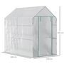 Voir la diapositive 5 : OUTSUNNY Serre de jardin 2 tablettes dim. 1,86L x 1,2l x 1,9H m porte déroulante acier PE haute densité 140 g/m² transparent blanc