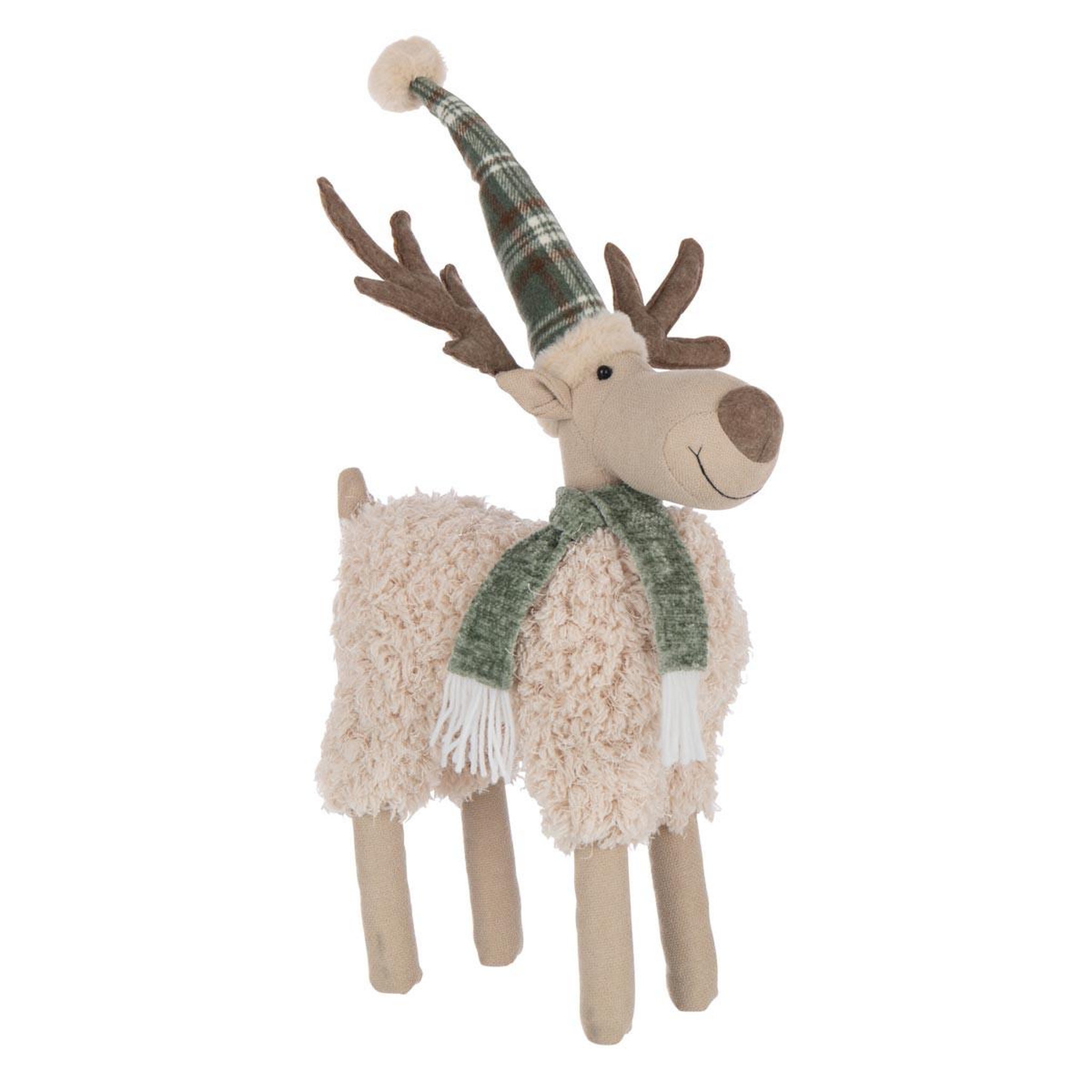 J-LINE Statue déco élan  foulard  63cm multicolore