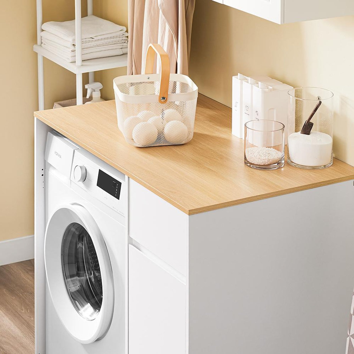 SOBUY SoBuy - Meuble De Buanderie à un tiroir - Blanc - 100x60x90cm - Minimaliste - BZR217-NW