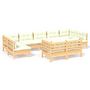Voir la diapositive 2 : VIDAXL Salon de jardin 9 pcs avec coussins creme bois de pin massif