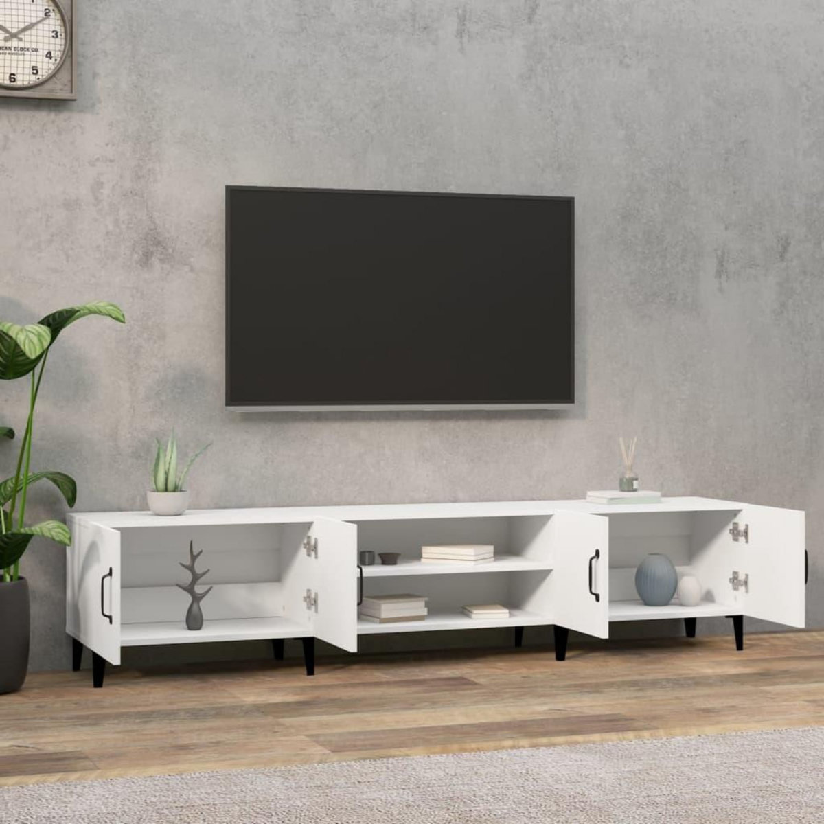 VIDAXL Meuble TV blanc 180x31,5x40 cm bois d'ingenierie