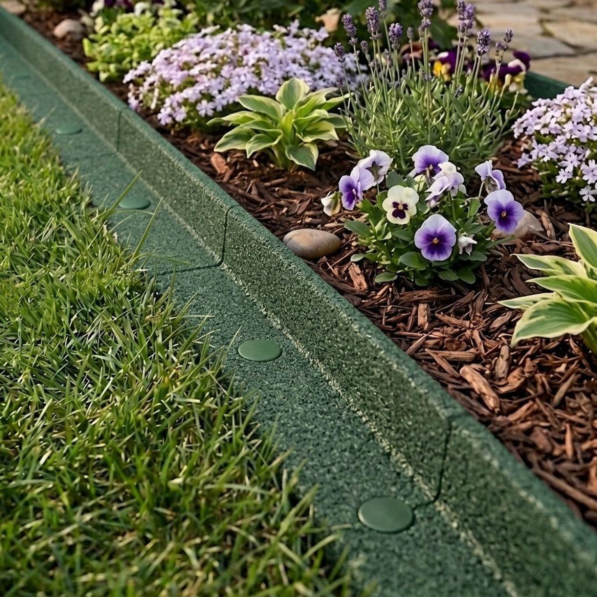Voir la diapositive 4 : MONSTERSHOP Lot de 12 bordures de jardin flexibles en caoutchouc 1,2 m & maillet