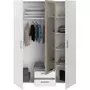 PARISOT Armoire DREAM 3 portes - Panneau de particules - Miroir - Décor blanc - L150 x H200 x P52 cm