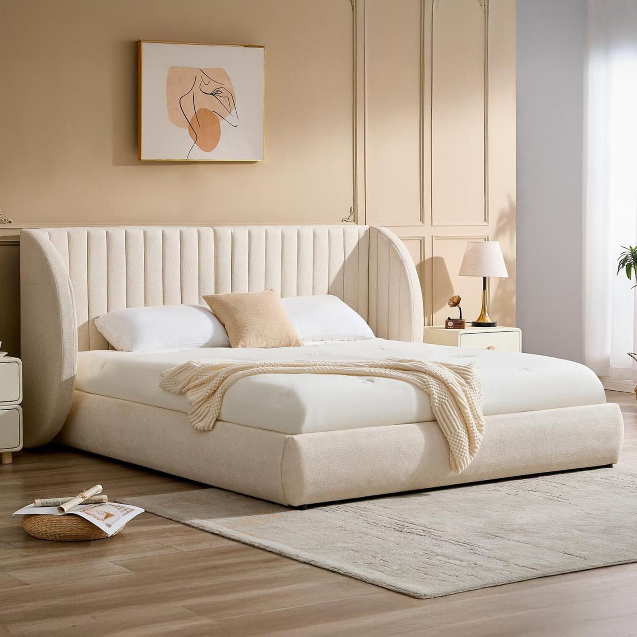 Voir la diapositive 6 : Paris Prix Lit coffre tête de lit modulable  comfy  180x200cm beige