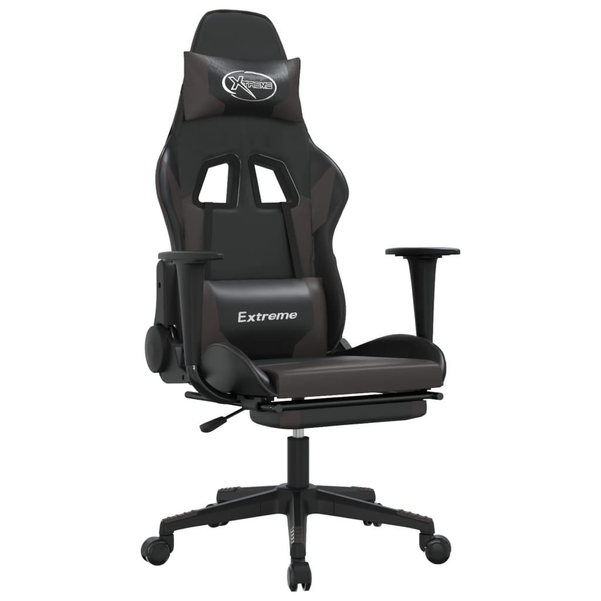 Voir la diapositive 2 : VIDAXL Chaise de jeu avec repose-pied Noir et gris Similicuir