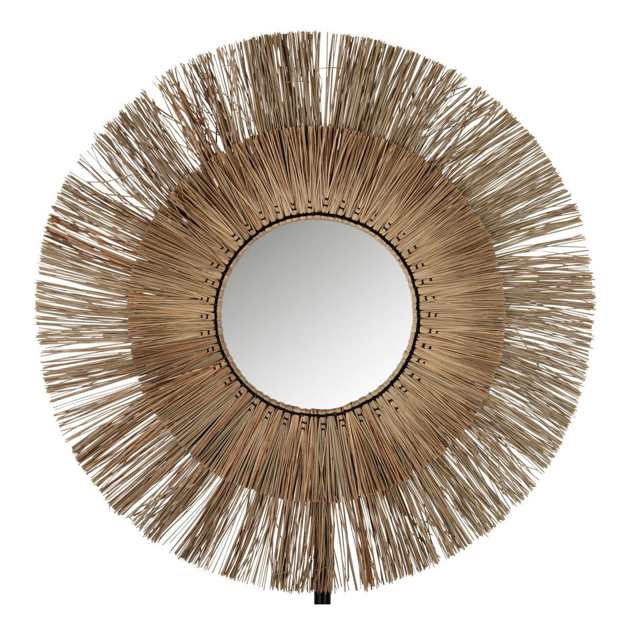 J-LINE Miroir Mural Rond  Mendi  110cm Naturel