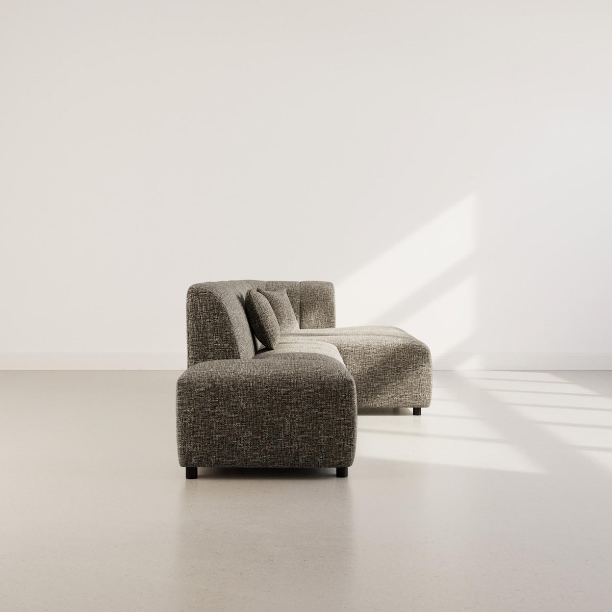 LISA DESIGN Curtis - canapé d'angle droit 4 places sans accoudoir en tissu texturé