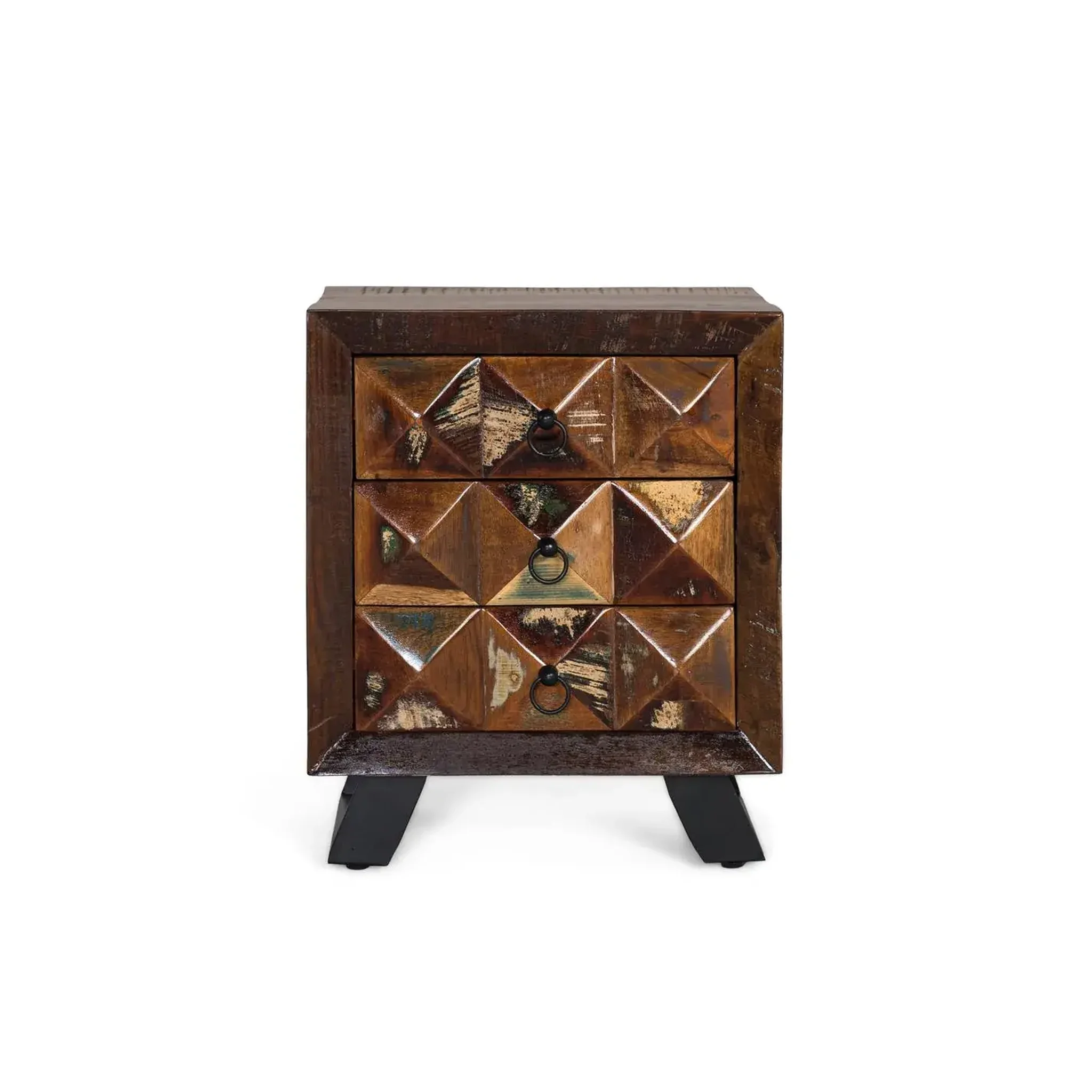 GINER Y COLOMER SL Table de chevet en bois recyclé 50 cm style industriel moderne