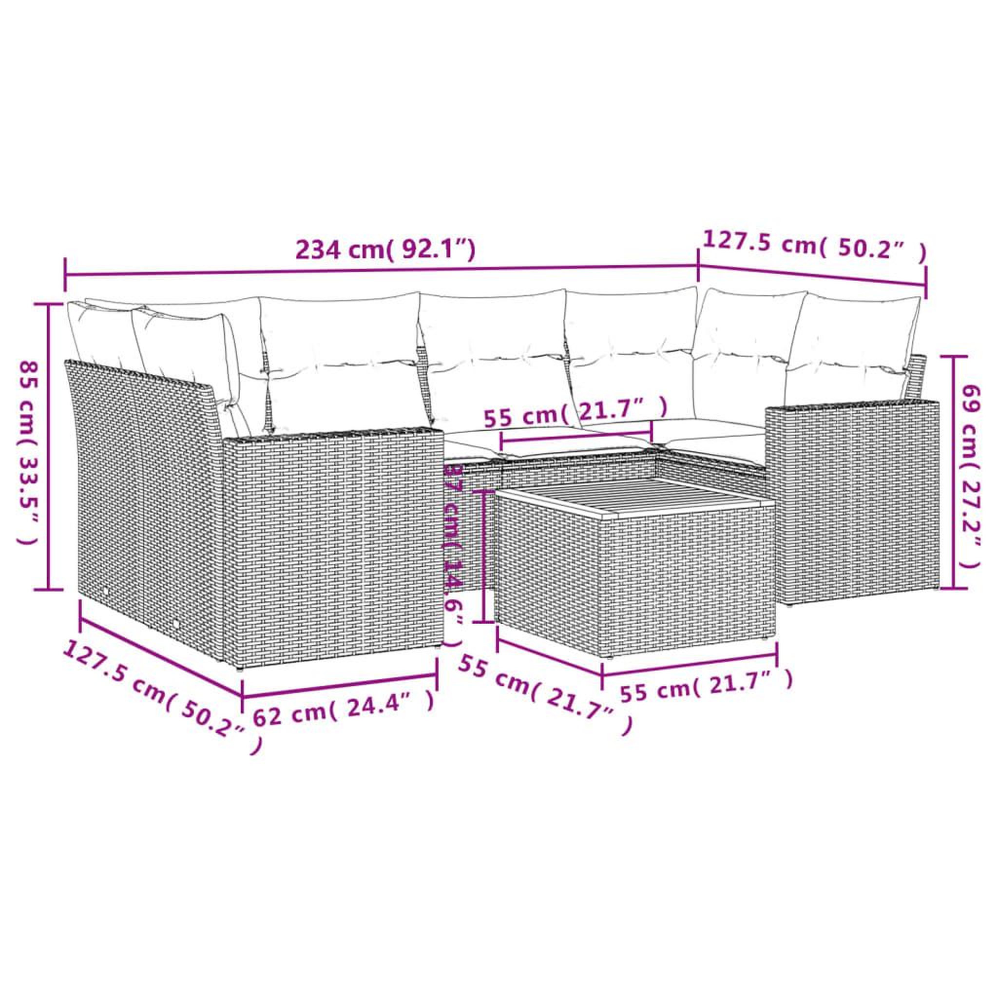 Voir la diapositive 6 : VIDAXL Salon de jardin 7 pcs avec coussins noir resine tressee