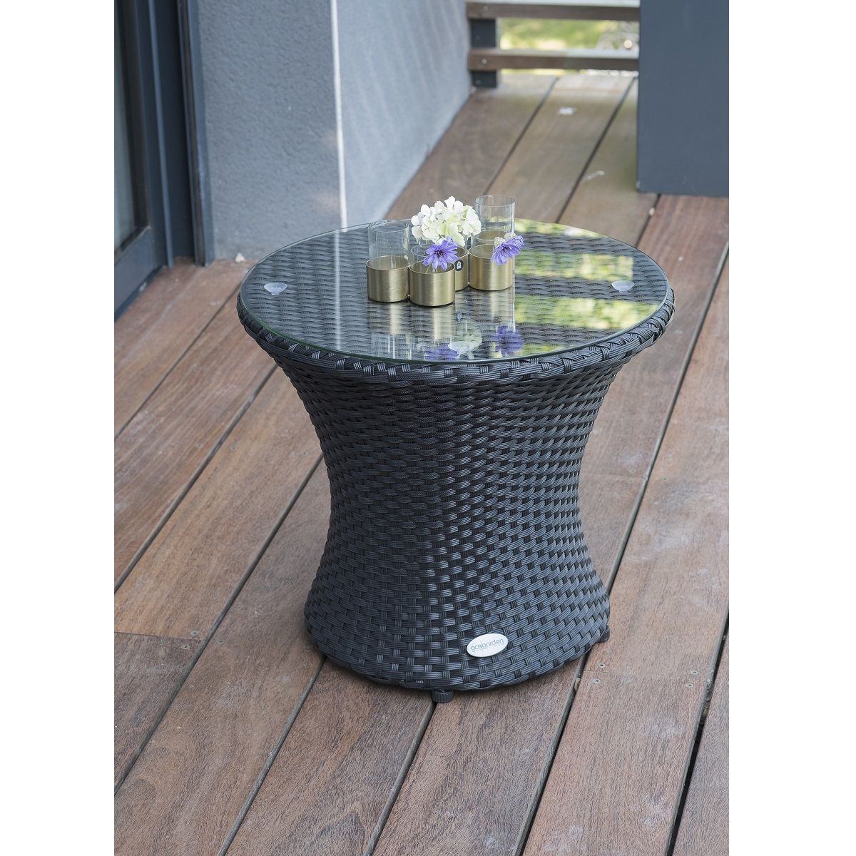 DCB GARDEN Salon bas de jardin - 2 places - Aluminium/résine tressée - Noir - TOTEM