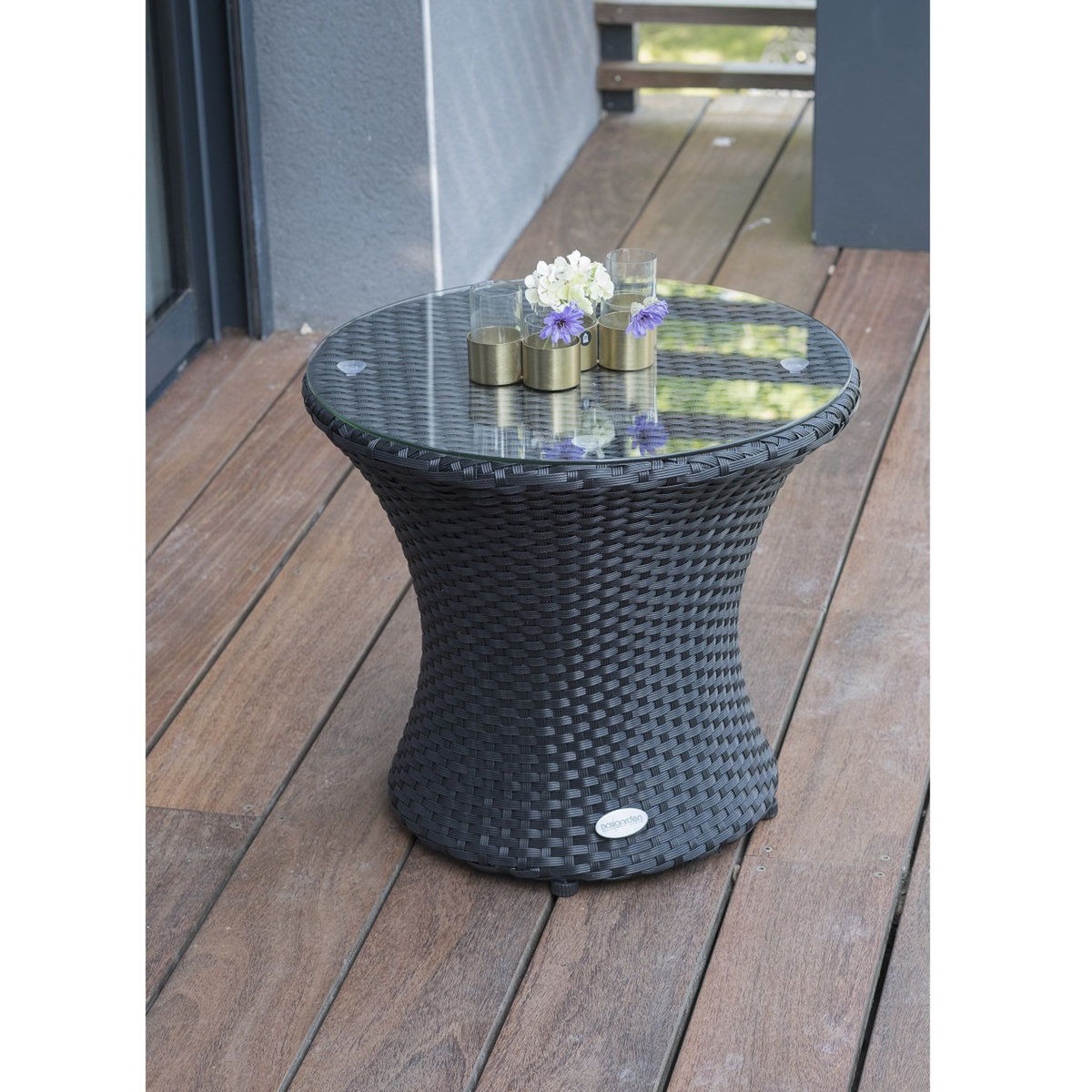 DCB GARDEN Salon bas de jardin - 2 places - Aluminium/résine tressée - Noir - TOTEM
