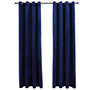 Voir la diapositive 2 : VIDAXL Rideaux occultants et anneaux 2pcs Velours Bleu fonce 140x245cm