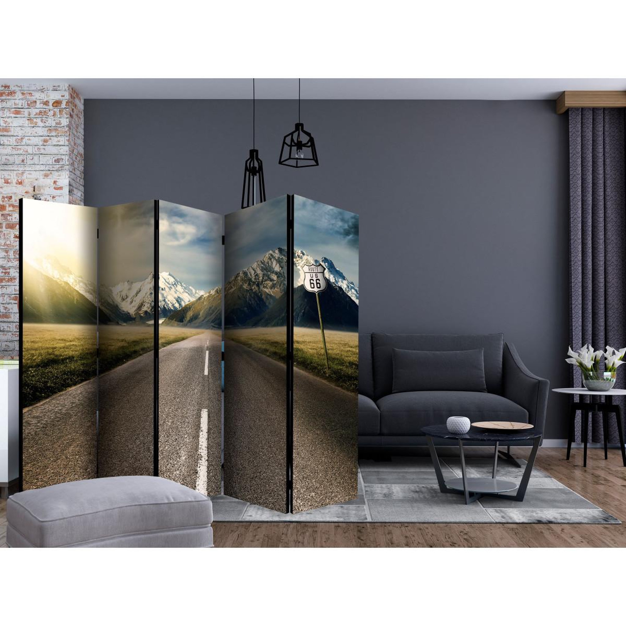 Voir la diapositive 2 : Paris Prix Paravent 5 volets  the long road  172x225cm