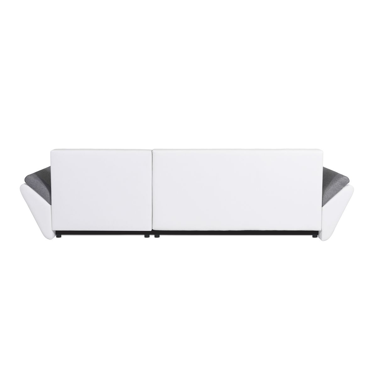 Canapé d'angle réversible convertible en Pu blanc et tissu gris ALIX