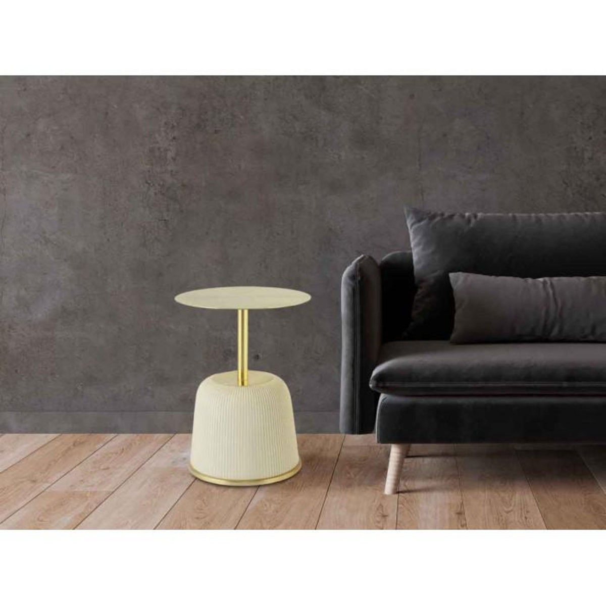 Paris Prix Table d'Appoint Design  Jokai  60cm Crème & Or