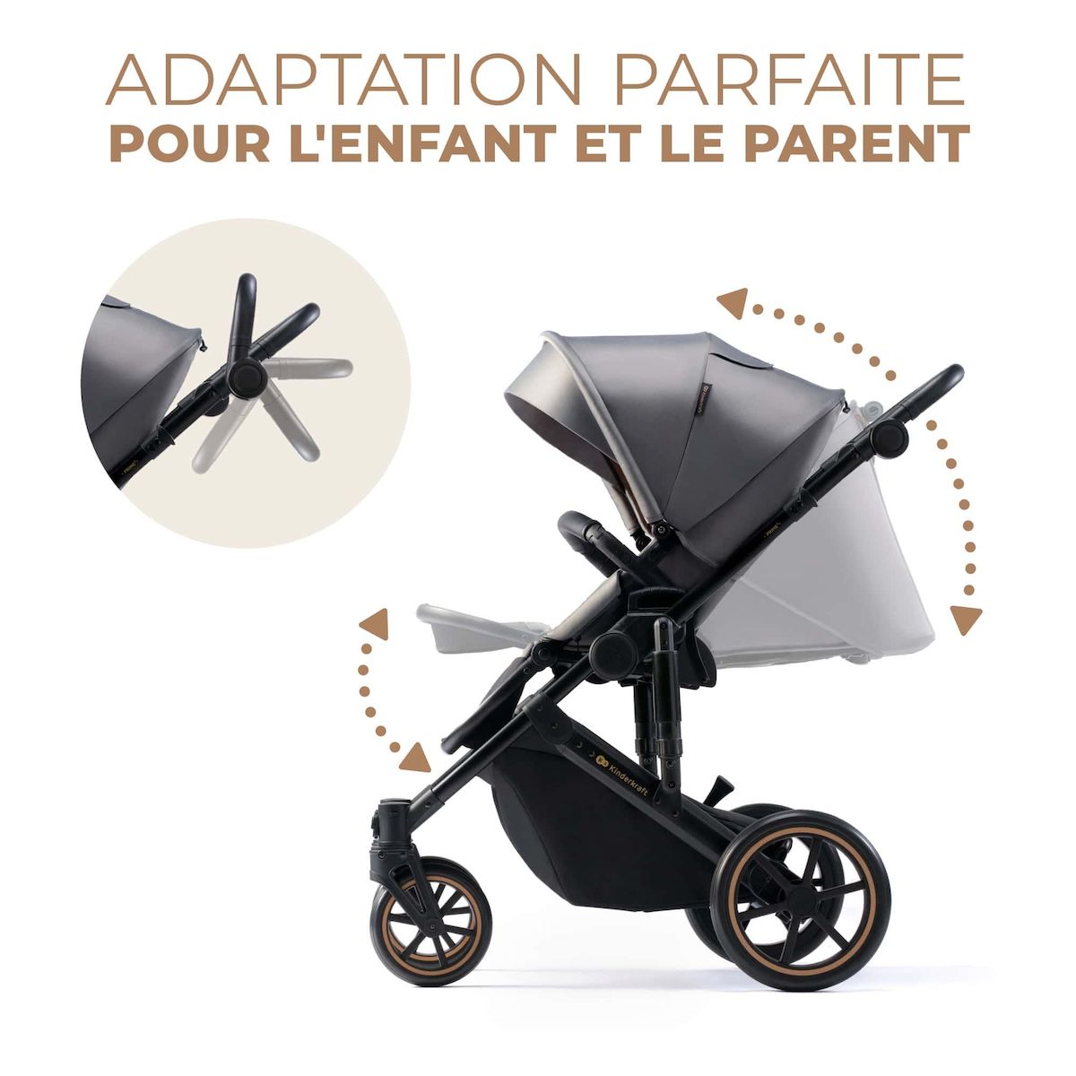 KINDERKRAFT Poussette évolutive 2 en 1 suspension améliorée pour enfants à 22 kg