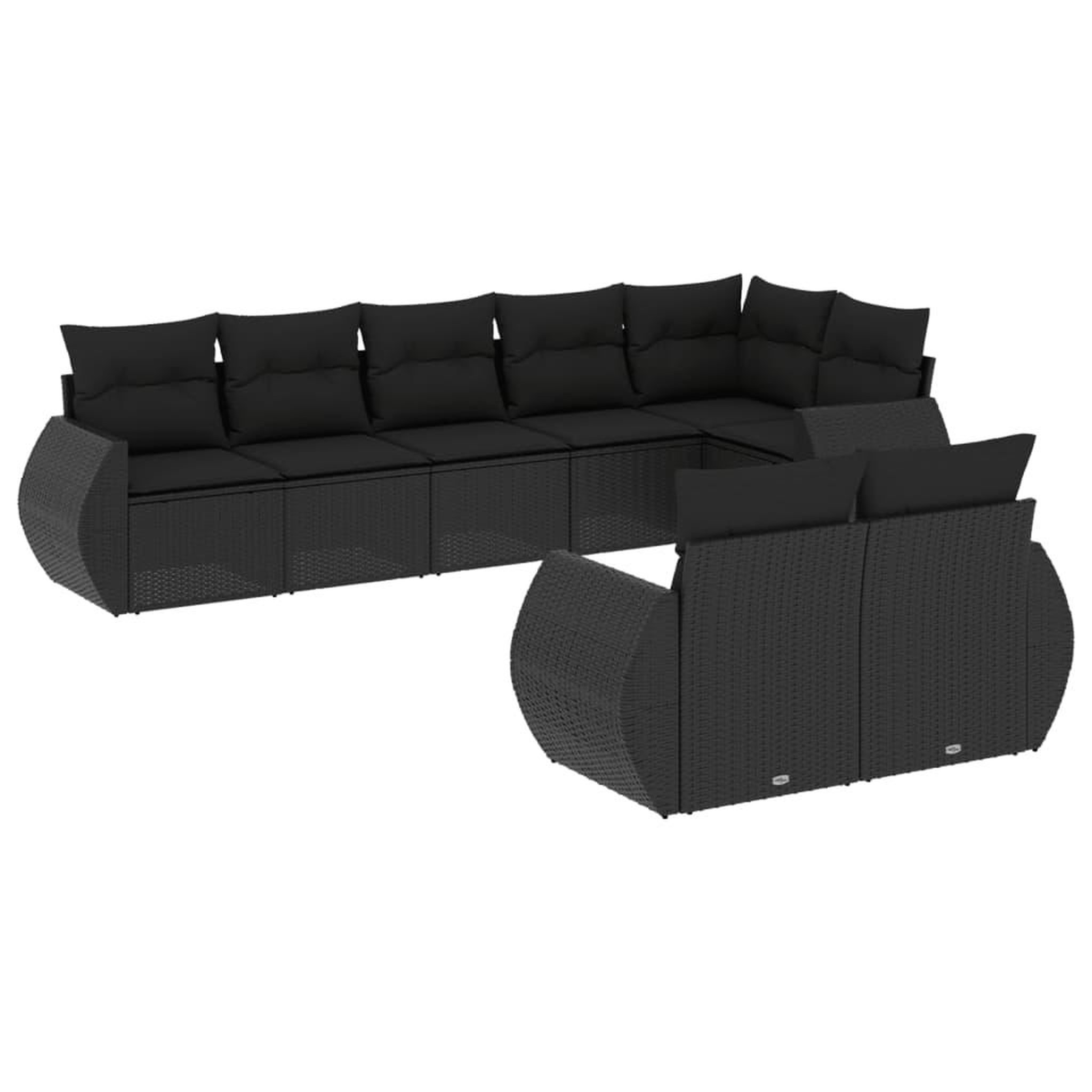 Voir la diapositive 2 : VIDAXL Salon de jardin 8 pcs avec coussins noir resine tressee