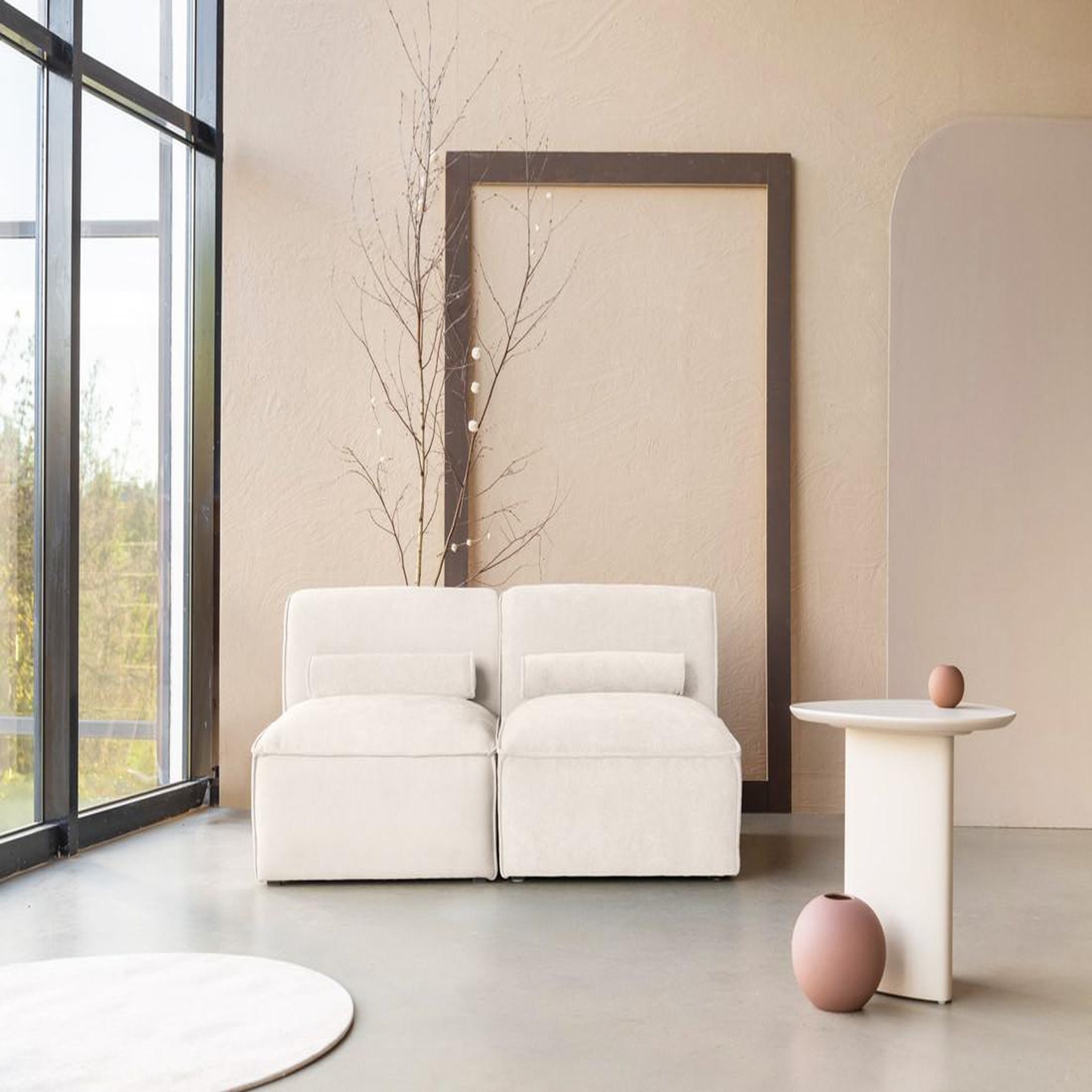 Voir la diapositive 4 : BEST MOBILIER Felix - canapé modulable 2 places en tissu texturé