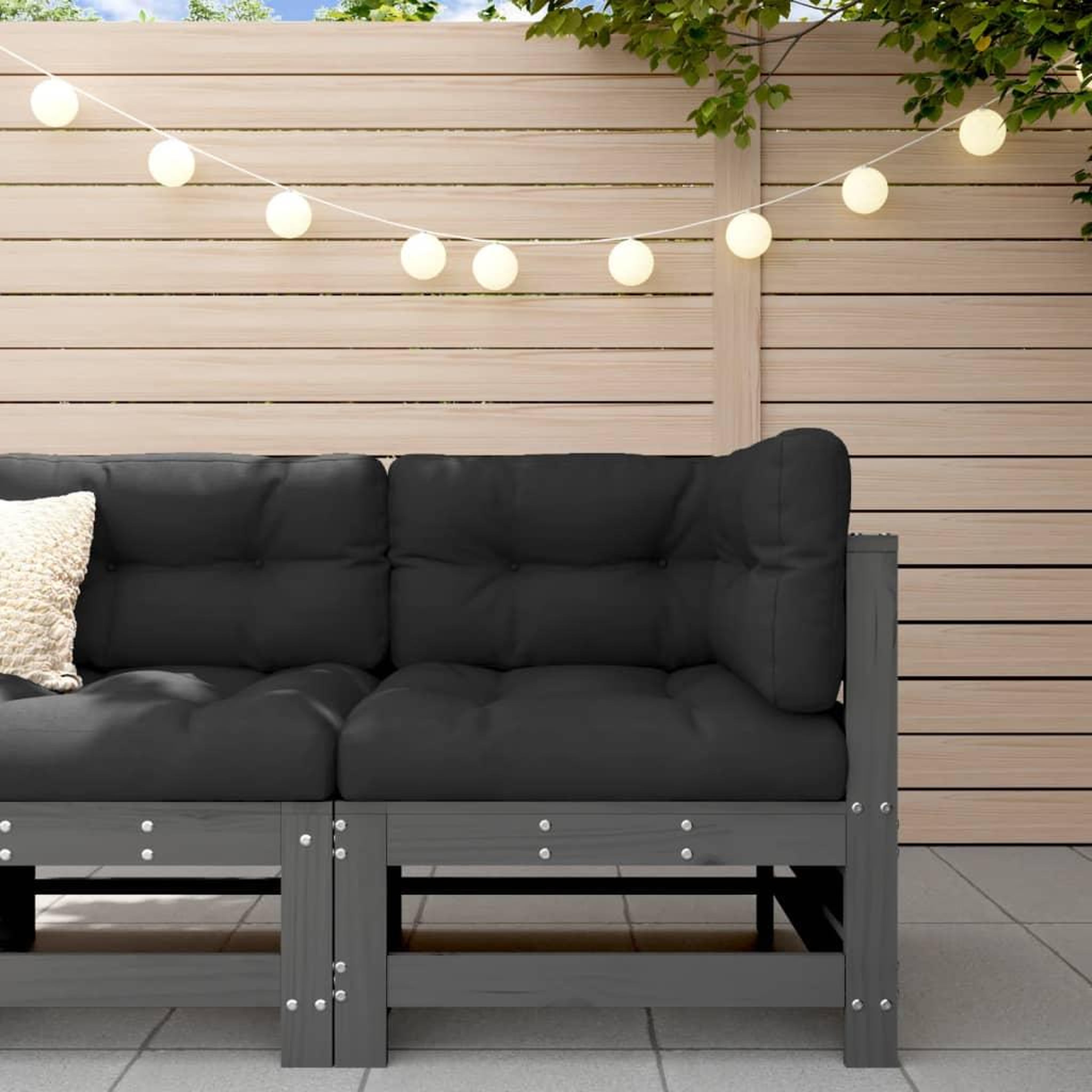 VIDAXL Canape d'angle de jardin gris bois de pin massif