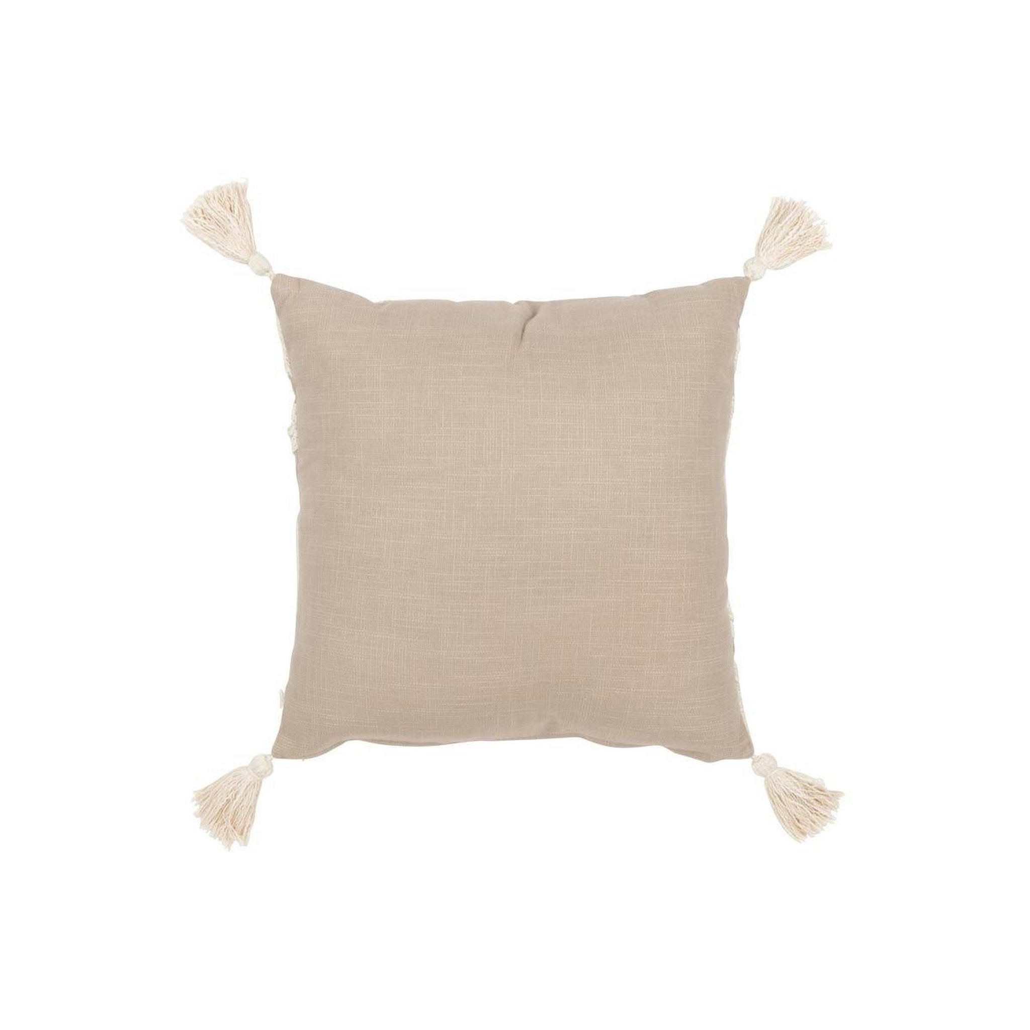 Voir la diapositive 2 : J-LINE Coussin déco brodé  fleurs  45x45cm beige