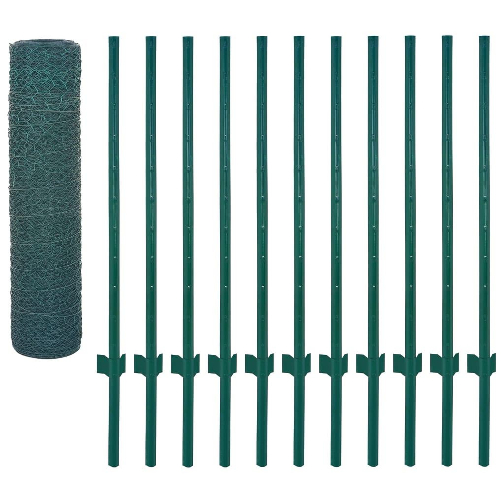 Voir la diapositive 3 : VIDAXL Cloture en grillage metallique avec poteaux Acier 25x0,5 m Vert